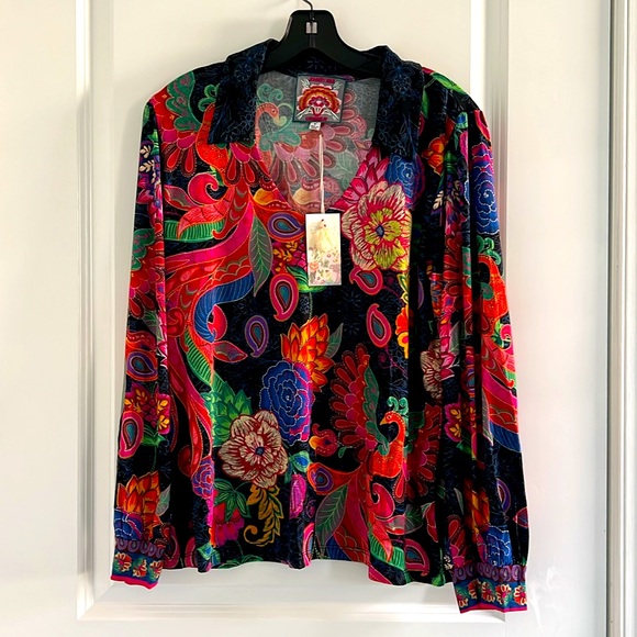 Johnny Was M Janie favorite puff sleeve polo Emberwing - Picture 3 of 5